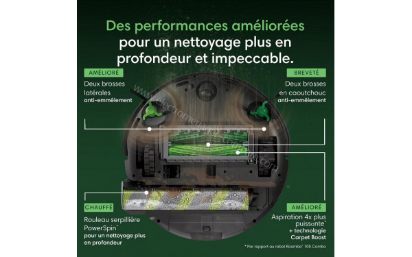 IROBOT Roomba Max 775 Combo AutoWash Blanc - Vue du dessous