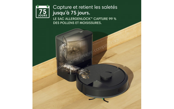 IROBOT Roomba 105 Combo AutoEmpty Dock Noir - Capture et retient les salet&eacute;s jusqu'&agrave; 75 jours