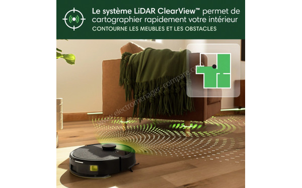 IROBOT Roomba 105 Combo AutoEmpty Dock Noir - Syst&egrave;me de cartographie LIDAR ClearView