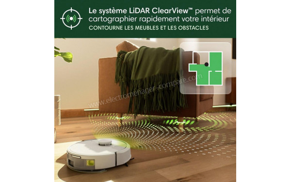 IROBOT Roomba 105 Combo AutoEmpty Dock Blanc - Syst&egrave;me de cartographie LIDAR ClearView