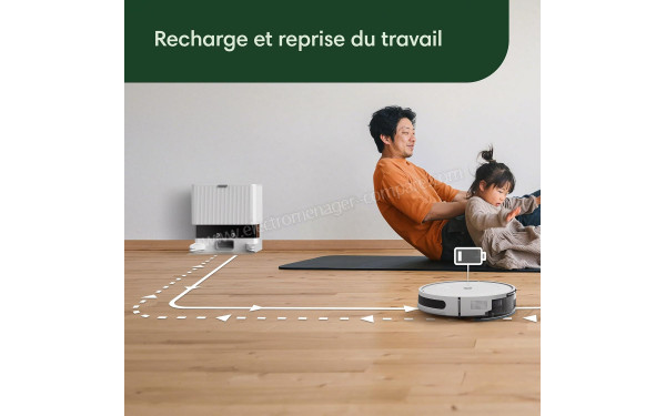 IROBOT Roomba Combo 2 Essential Blanc - Recharge et reprise du travail