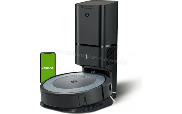 IROBOT Roomba i5+ i565240 - Vue de 3/4 droite sur la base de chargement