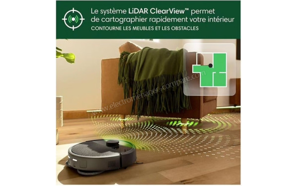 IROBOT Roomba Plus 406 Combo AutoWash Dock Noir - Syst&egrave;me de cartographie LIDAR ClearView