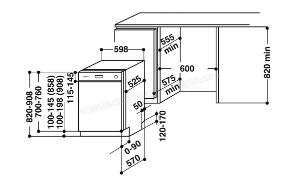KITCHENAID KDSCM 82140 - Sch&eacute;ma de l'encastrement