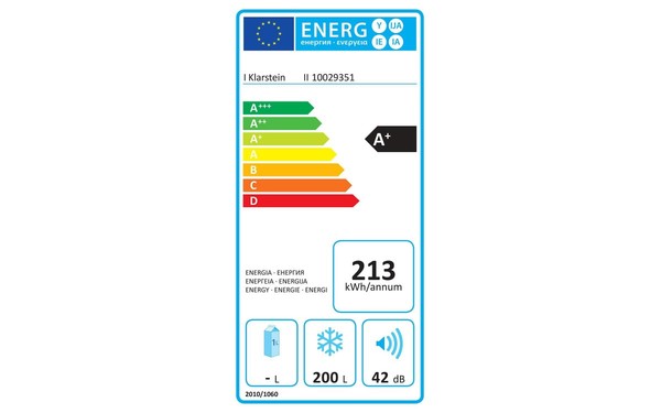 KLARSTEIN Iceblokk 200 A+  91 cm Blanc - &Eacute;tiquette &eacute;nergie