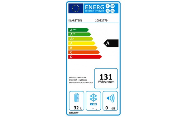 KLARSTEIN Brooklyn 32 L Noir - &Eacute;tiquette &eacute;nergie