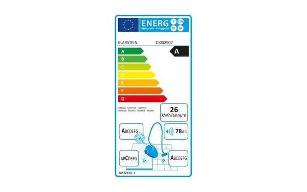 KLARSTEIN Clean King Ergo Rouge et Gris - &Eacute;tiquette &eacute;nergie