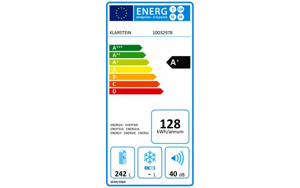 KLARSTEIN Irene XL Noir - &Eacute;tiquette &eacute;nergie