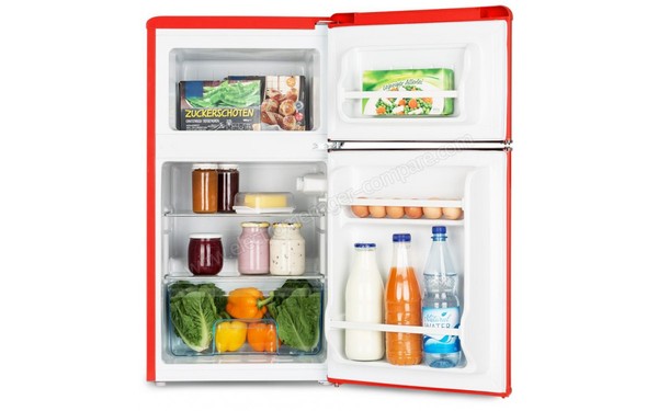 KLARSTEIN Irene Rouge - Vue 3/4 gauche portes ouvertes