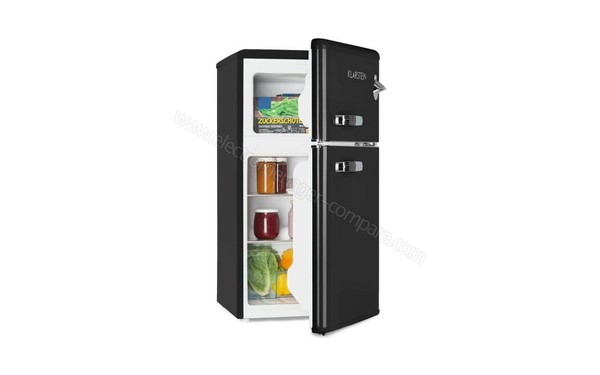 KLARSTEIN Irene Noir - Vue 3/4 gauche avec porte ouverte