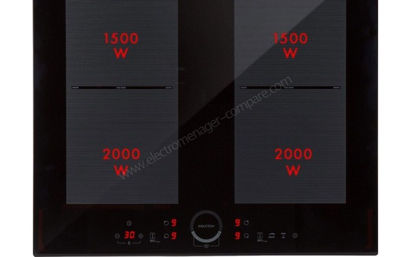 KLARSTEIN Delicatessa 60 noir - Vue du dessus avec puissance foyers