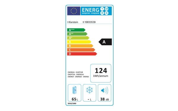 KLARSTEIN Beerbauch Argent - &Eacute;tiquette &eacute;nergie
