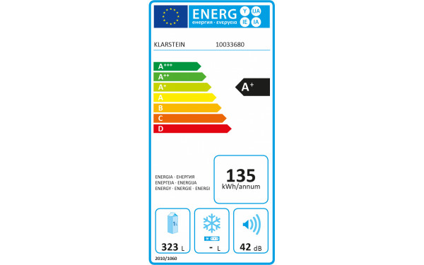 KLARSTEIN Bigboy 323 L Noir - &Eacute;tiquette &eacute;nergie