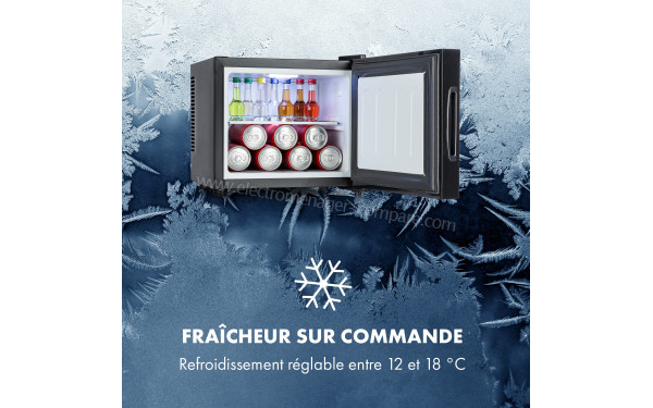 KLARSTEIN Frosty 10 L Noir Porte Pleine - Vue de l'int&eacute;rieur 3/4 gauche