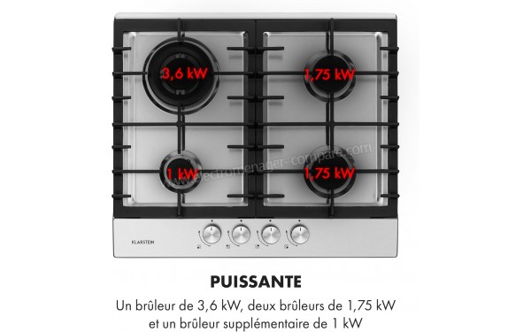 KLARSTEIN Ignito 4 argent - Puissance des br&ucirc;leurs