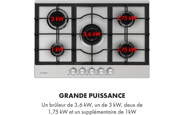 KLARSTEIN Ignito 5 Argent - Zoom sur les foyers &agrave; gaz