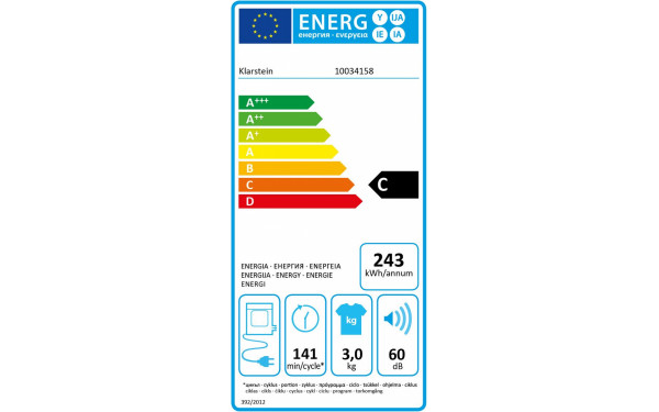 KLARSTEIN Jet Set Blanc - &Eacute;tiquette &eacute;nergie