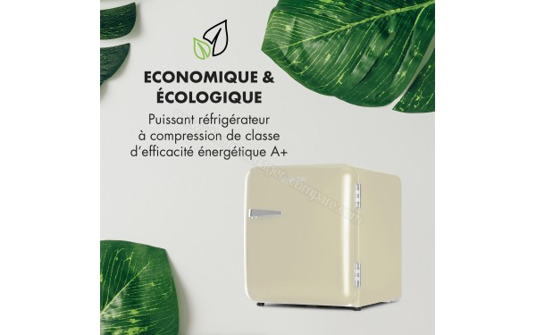 KLARSTEIN Audrey Mini 48 L Cr&egrave;me Classe A+ - Vue 3/4 droite