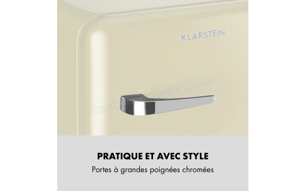 KLARSTEIN Audrey Mini 48 L Cr&egrave;me Classe A+ - Poign&eacute;e chrom&eacute;e