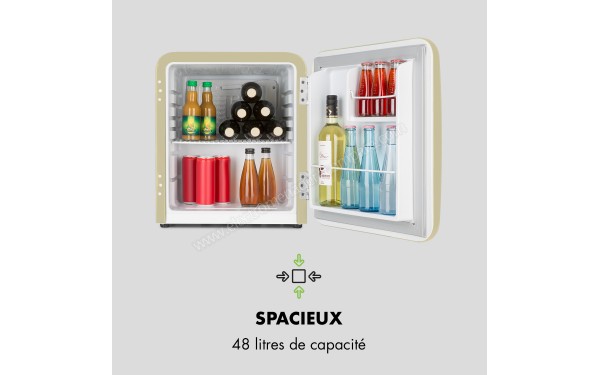 KLARSTEIN Audrey Mini 48 L Cr&egrave;me Classe A+ - Vue de l'int&eacute;rieur