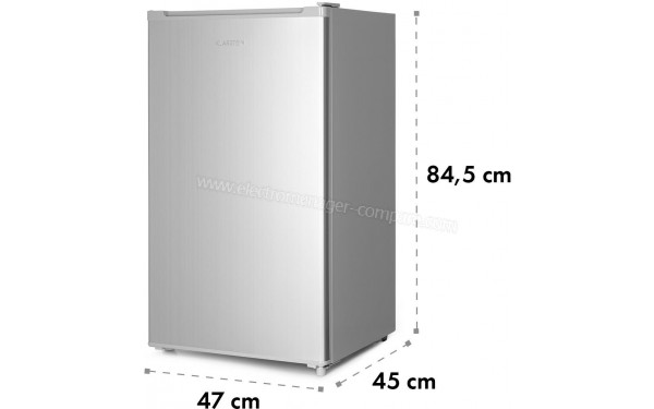 KLARSTEIN Hudson Argent - Vue 3/4 droite avec les dimensions