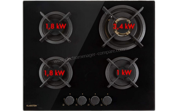 KLARSTEIN Goldflame 4 Noir - Puissance des foyers