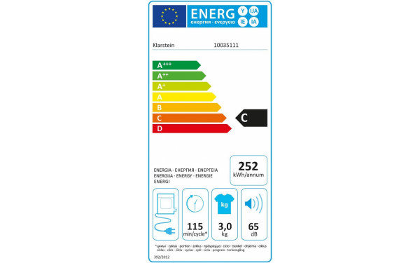 KLARSTEIN Ultradry - &Eacute;tiquette &eacute;nergie