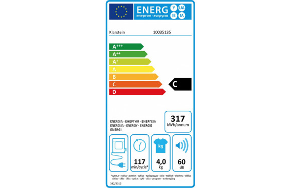 KLARSTEIN Jet Set 4000 Blanc - &Eacute;tiquette &eacute;nergie