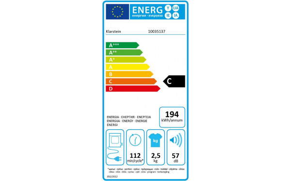 KLARSTEIN Jet Set 2500 Blanc - &Eacute;tiquette &eacute;nergie