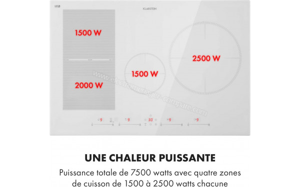 KLARSTEIN Delicatessa 77 Hybrid Blanc - Zoom sur les foyers &agrave; induction