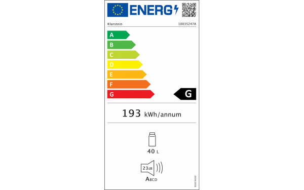 KLARSTEIN Happy Hour 37 Noir - &Eacute;tiquette &eacute;nergie v2