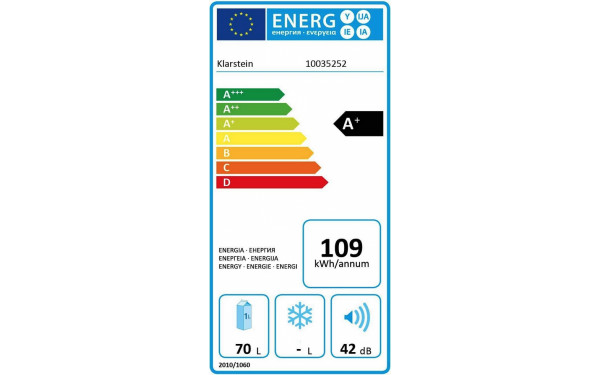 KLARSTEIN Cool Vibe 70 L - &Eacute;tiquette &eacute;nergie