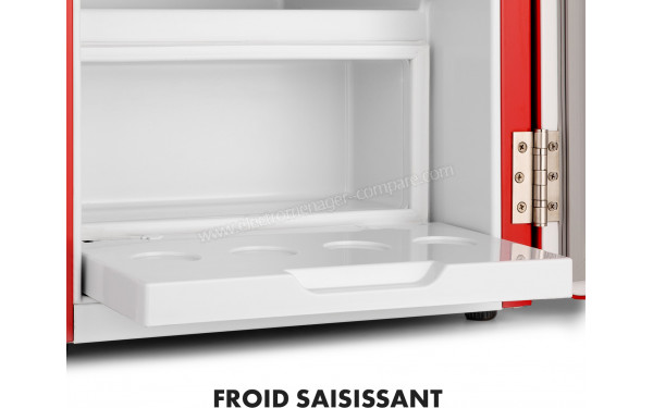 KLARSTEIN Audrey Mini 2 en 1 Rouge - Vue de l'int&eacute;rieur partie r&eacute;frig&eacute;rateur