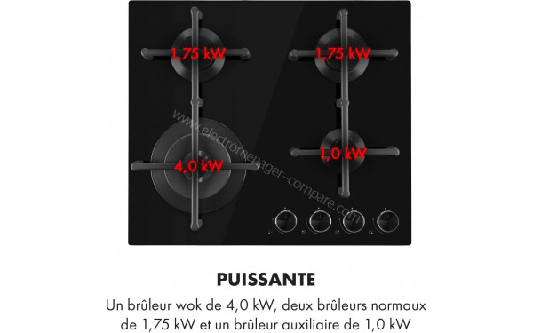 KLARSTEIN Illuminosa 4 Noir - Zoom sur les foyers &agrave; gaz