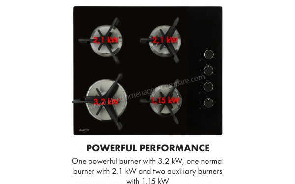 KLARSTEIN Trifecta 4 - Zoom sur les foyers &agrave; gaz