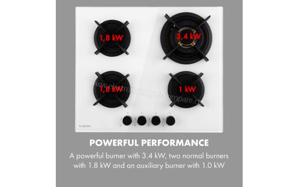 KLARSTEIN Goldflame 4 Blanc - Zoom sur les foyers &agrave; gaz