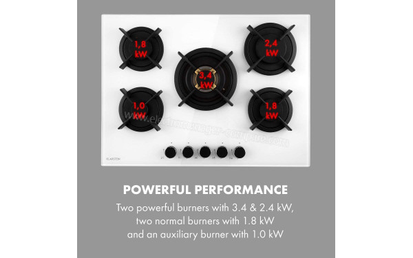 KLARSTEIN Goldflame 5 Blanc - Zoom sur les foyers au gaz