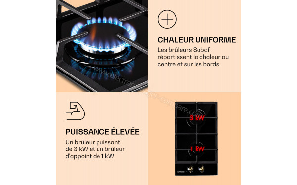 KLARSTEIN Victoria Domino Noir - Zoom sur les foyers &agrave; gaz