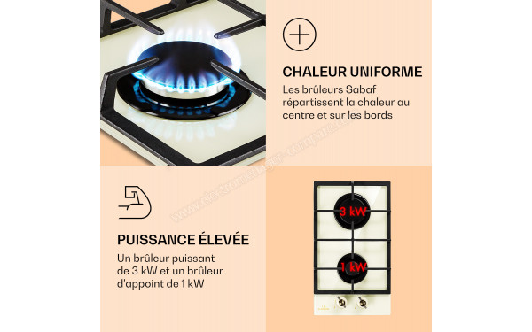 KLARSTEIN Victoria Domino Ivoire - Zoom sur les foyers &agrave; gaz