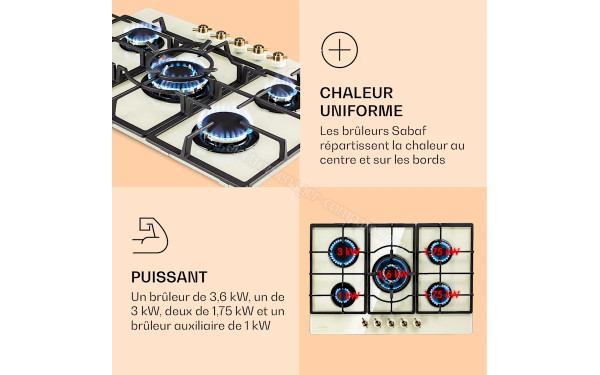 KLARSTEIN Victoria 5 Ivoire - Zoom sur les foyers &agrave; gaz