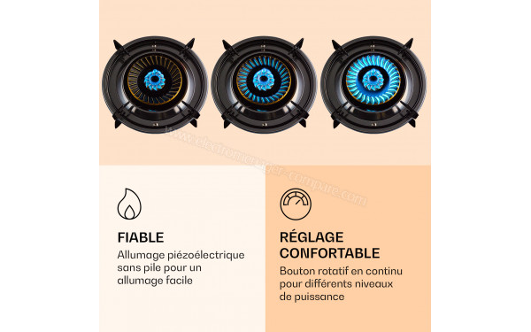 KLARSTEIN Barzona 3 - Zoom sur les foyers &agrave; gaz