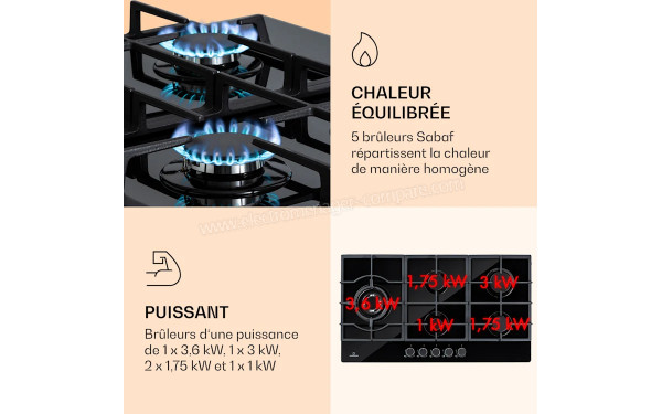 KLARSTEIN Ignito Chef Edition Noir - Zoom sur les foyers &agrave; gaz