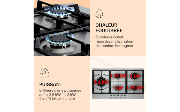 KLARSTEIN Ignito Chef Edition Argent - Zoom sur les foyers &agrave; gaz