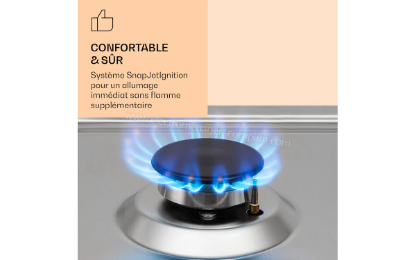 KLARSTEIN Ignito Chef Edition Argent - Zoom sur le foyer &agrave; gaz