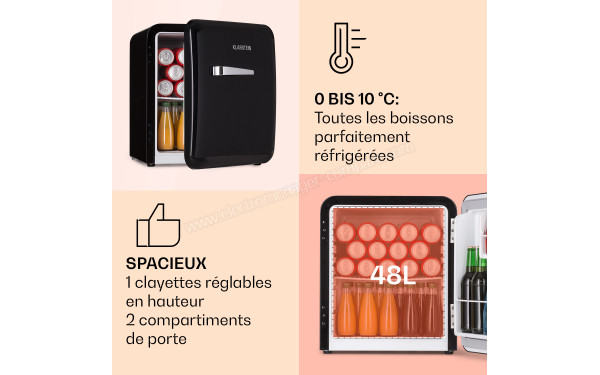 KLARSTEIN Audrey Mini 48 L Noir Classe F - Vue de l'int&eacute;rieur