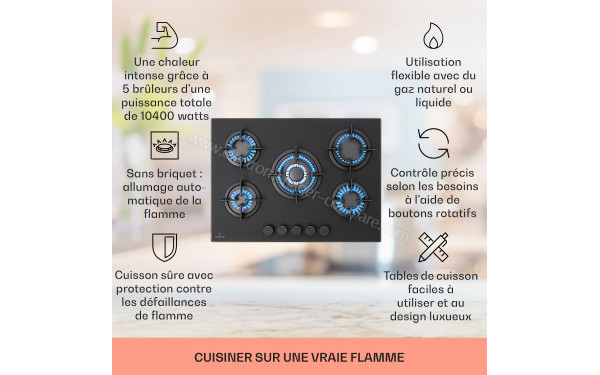 KLARSTEIN Firetale 5 Noir - Zoom sur les foyers &agrave; gaz