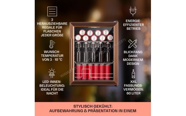 KLARSTEIN Beersafe XL Cuivre - Vue de l'int&eacute;rieur