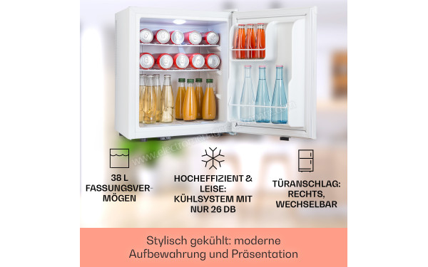 KLARSTEIN Happy Hour 38 Blanc - Vue de l'int&eacute;rieur