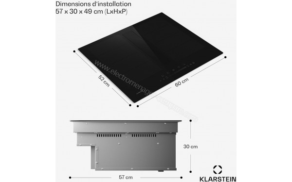 KLARSTEIN Chef-Fusion Down Air System 60 Noir - Dimensions