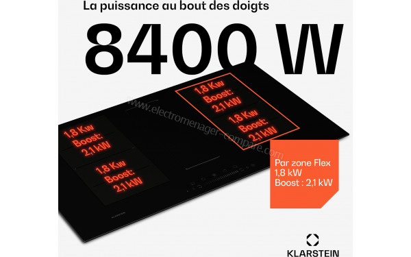 KLARSTEIN Chef-Fusion Down Air System 90 Noir - Puissance de cuisson